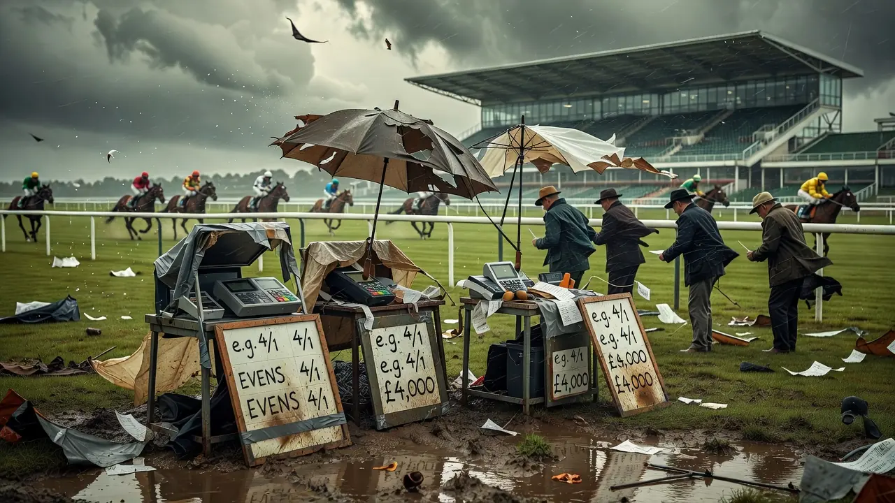 On-Course Bookmakers Battle Wind and Rain to Keep Markets Open